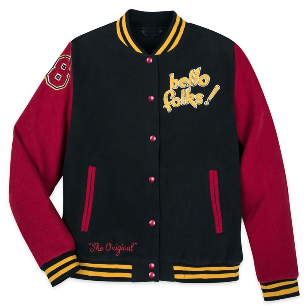 Disney Varsity Jacket - Black and Red with Yellow Accents